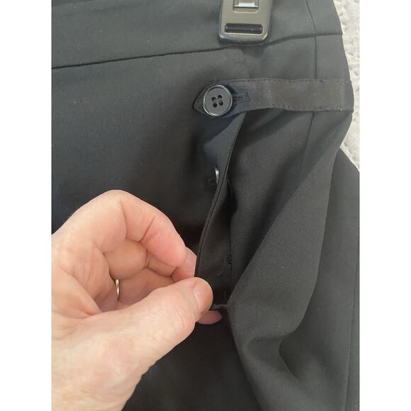 Theory Sz 0 Auriol Sailor Button Pockets Silk Trim Black Flare Wool Dress Pants - Picture 5 of 12